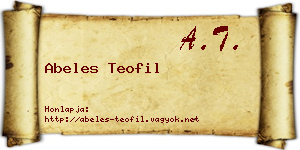 Abeles Teofil névjegykártya